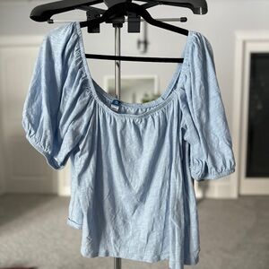 Old Navy Sky Blue Puff Sleeve Top